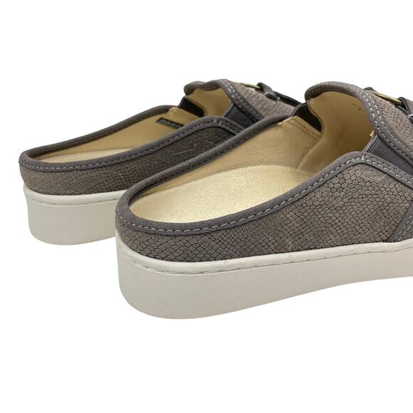 Spenco | 7.5D Bindie Orthotic Gray Snake Skin Embossed Suede Slip-on Slide Clogs - Picture 8 of 13